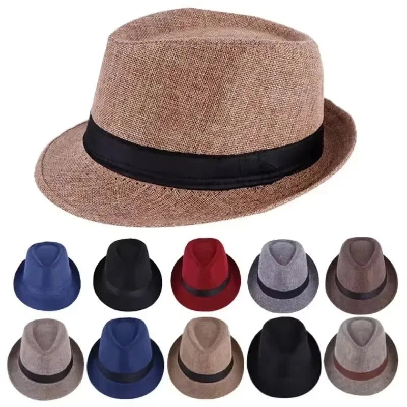 British Jazz Hat | Linen Cotton Casual Gentleman's Sun Hat Jazz Sun Hat Qme