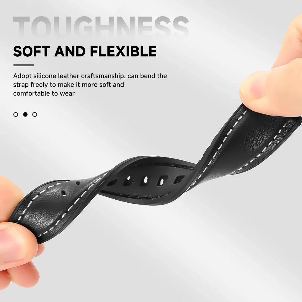 Leather Silicone Hybrid Strap – Samsung Galaxy Watch 7 Ultra Smartwatch Band Qme
