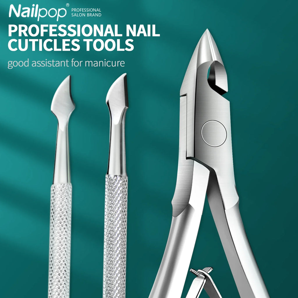 Nailpop Stainless Steel Cuticle Trimmer & Pusher Set Cuticle Trimmer Set Qme