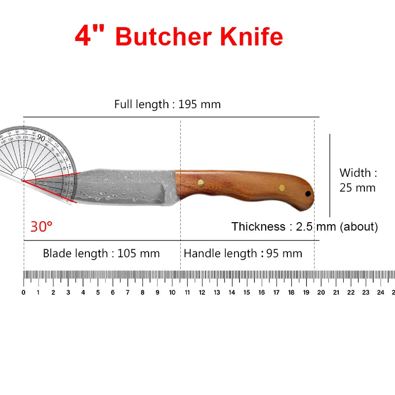 Damascus Steel Kitchen Knife – Hand Forged Wood Handle | InLeung Damascus Kitchen Knife Qst