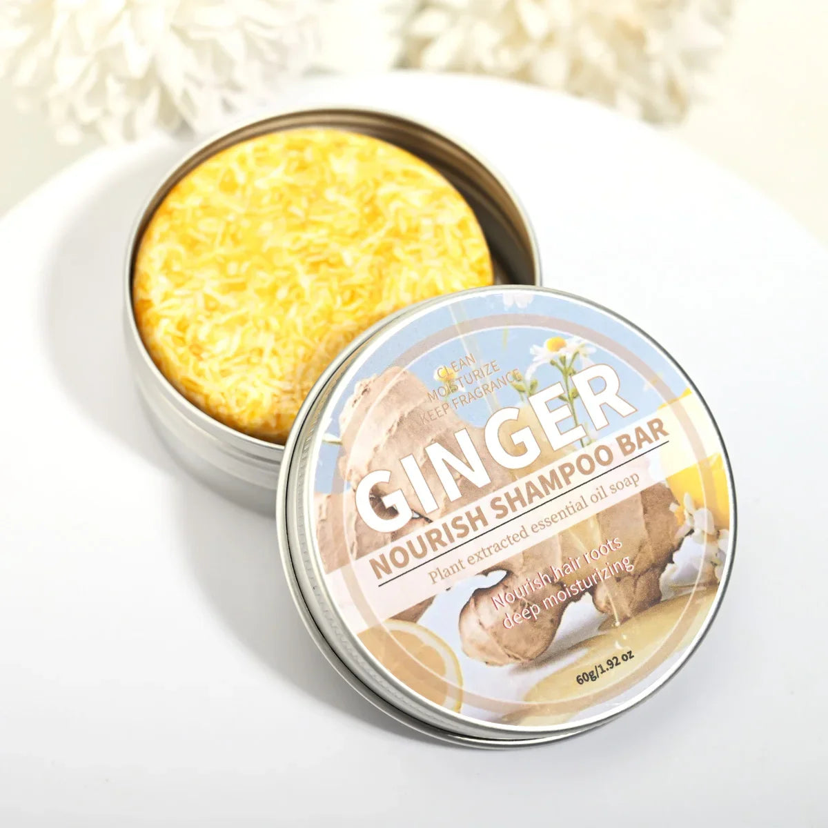 Ginger Essential Oil Shampoo Bar – Deep Plant Extract Hair Care Solid Shampoo Bar Qme