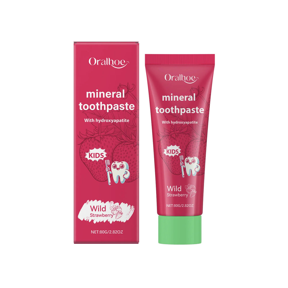 Oralhoe Strawberry Kids Toothpaste – Whitening & Enamel Care Kids Toothpaste Qst 80g boxed