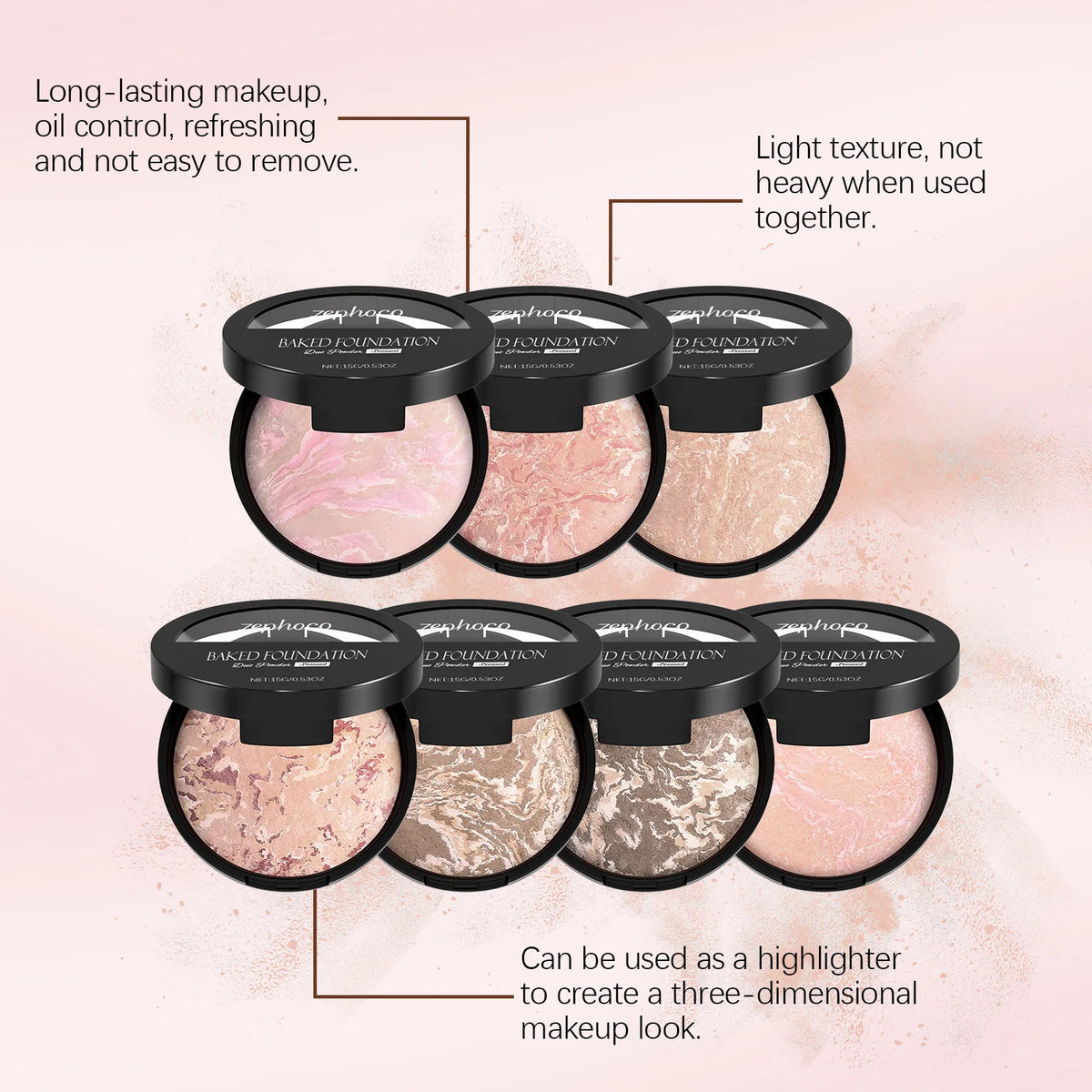 Zephoco Matte Powder Foundation – Oil Control Setting Powder Pressed Powder Foundation Qst