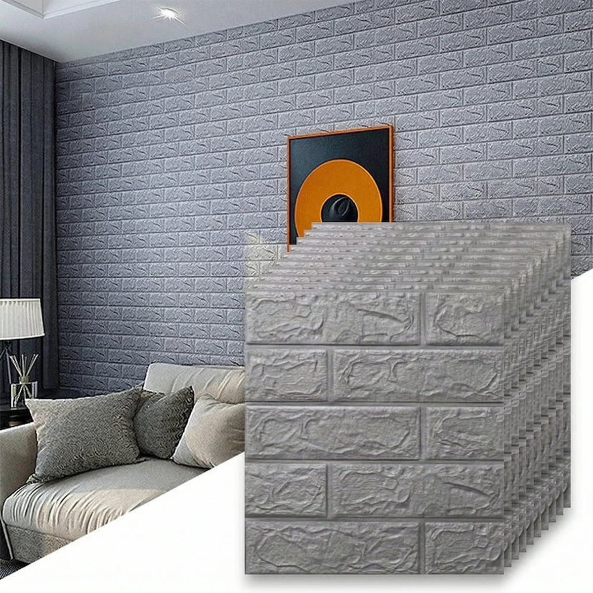 Foam Brick Wallpaper Self-Adhesive Stain Resistant PVC Tiles Peel & Stick Wallpaper Qme