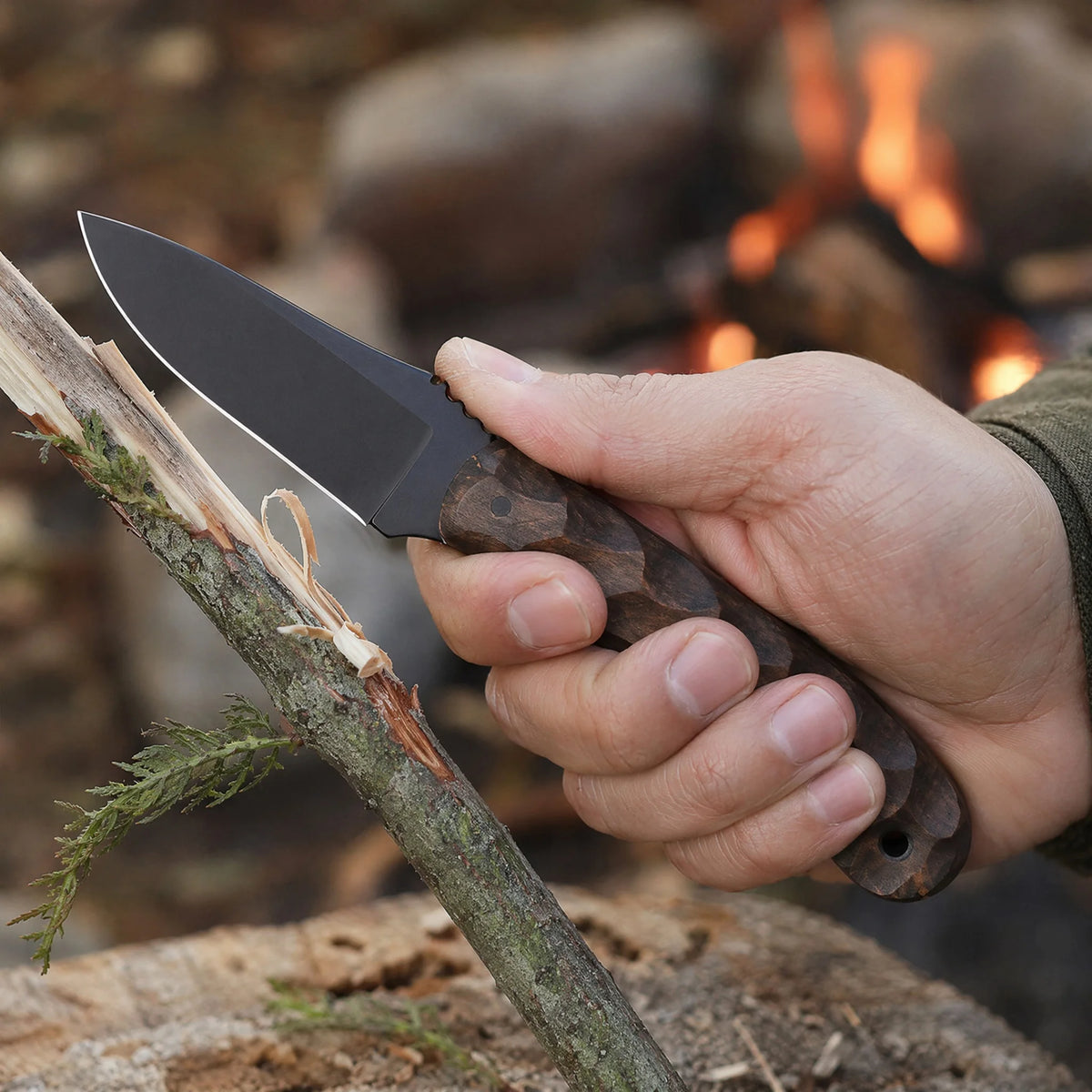 Multifunctional Outdoor Knife – Steel Blade & Wood Handle Outdoor Multi Knife Qst