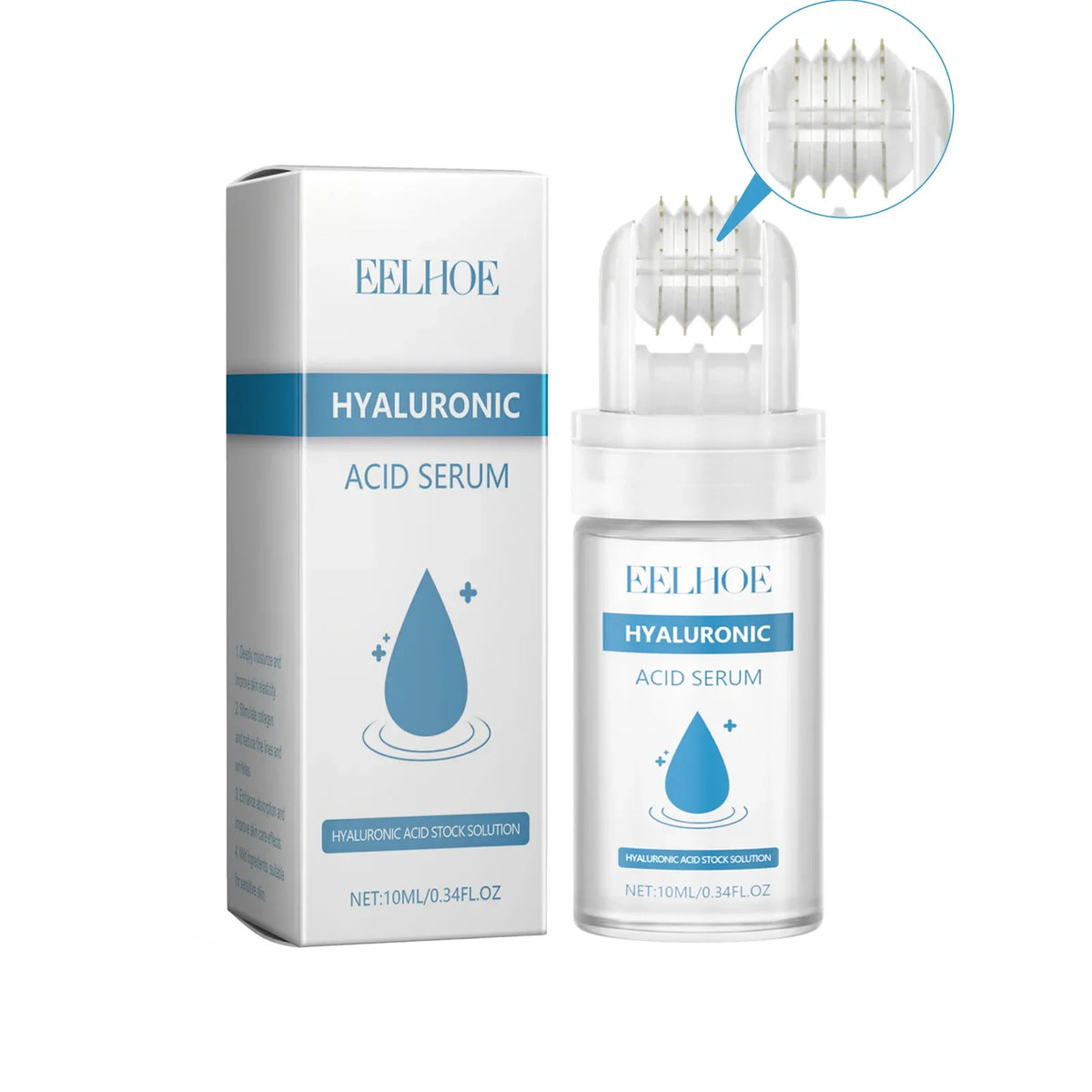 Hyaluronic Acid Serum Micro Roller – 64-Pin Hydrating Essence Micro Roller Serum Kit Qme