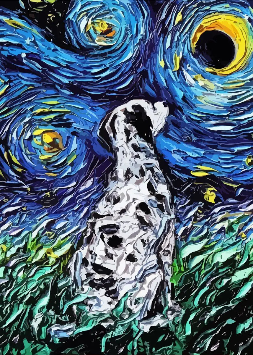 Van Gogh Starry Night Dog Canvas Print | German Shepherd Wall Art Canvas Wall Art Qst E 60X90cm No Framed