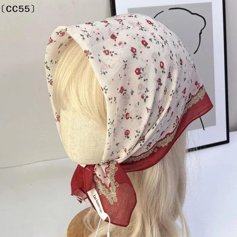 Women's Floral Head Scarf – Soft Breathable Square Bandana Floral Head Scarf Qst