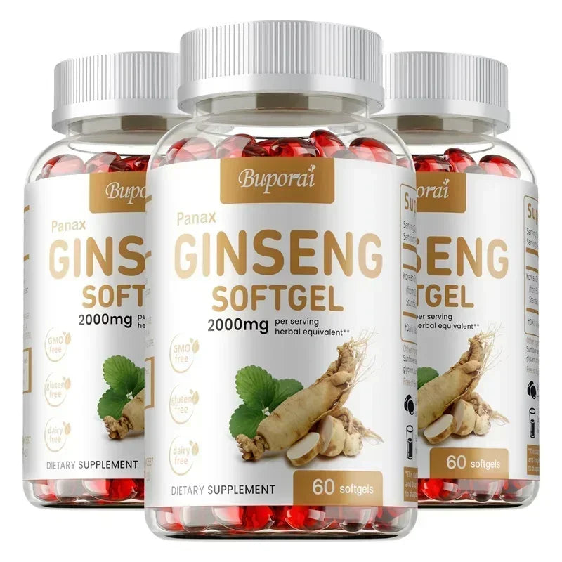 Red Panax Ginseng Capsules – Energy, Immunity & Antioxidant Herbal Supplement Qst 60 Capsule-3bottles