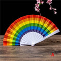 Foldable Oriental Rainbow Silk Hand Fan – Pocket Fan Foldable Hand Fan Qme A