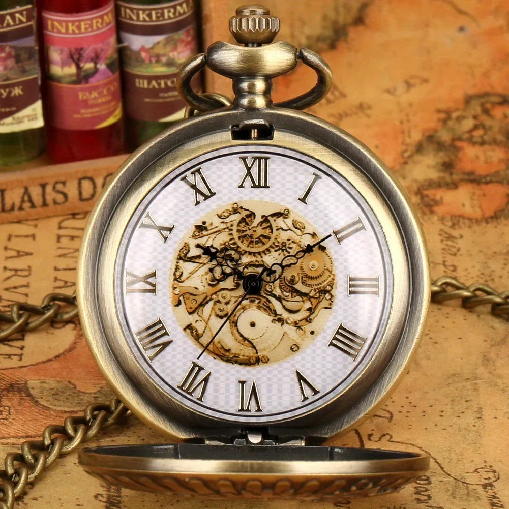 Steampunk Quartz Pocket Watch Retro Gearwheel Necklace Chain Pocket Watch Necklace Qme