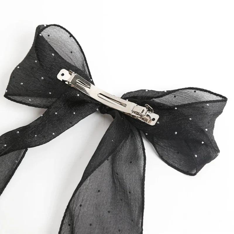 Chiffon Bow Hair Clip | Elegant Ribbon Ponytail Clip Bow Hair Clip Qme