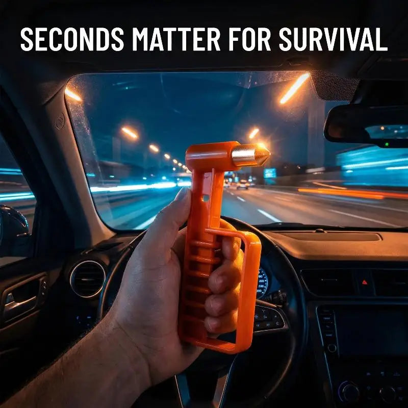 Emergency Escape Hammer – Window Breaker & Seatbelt Cutter Vehicle Safety Tool Qme