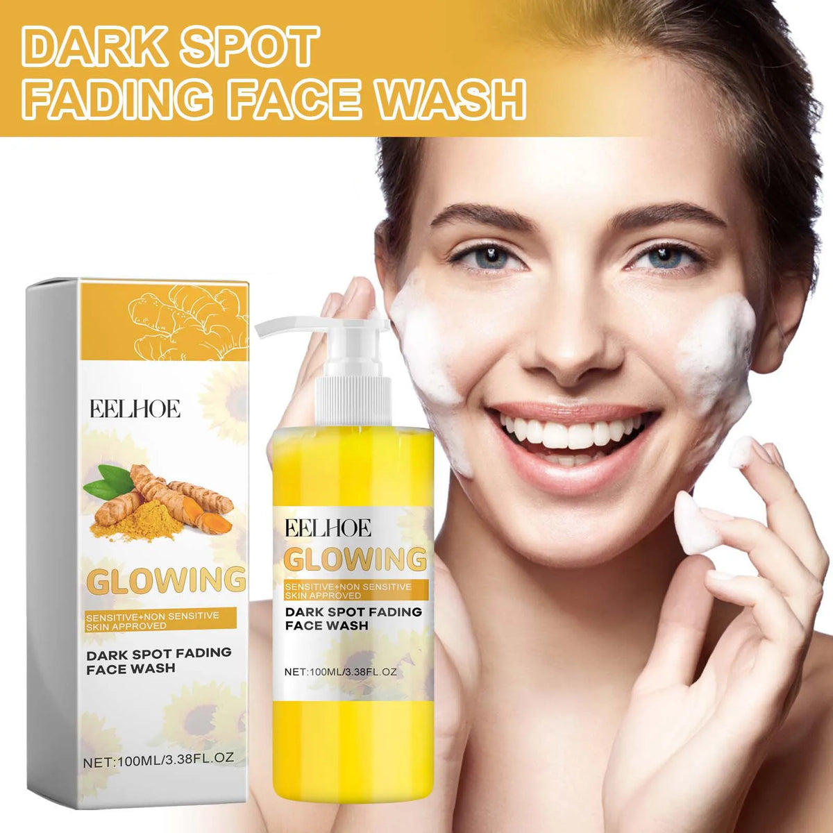 Turmeric Brightening Cleanser & Deep Cleansing Makeup Remover Brightening Face Cleanser Qme