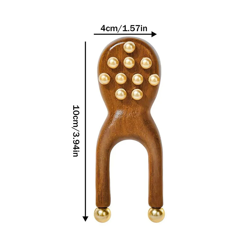 Wooden Nose Gua Sha Tool – Sandalwood & Brass Bead Massager Gua Sha Massager Qst Default Title
