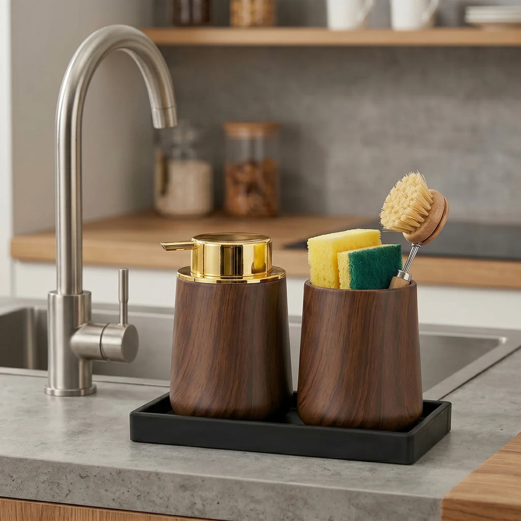 Bathroom Countertop Organizer Set – Soap Dispenser & Storage Bathroom Organizer Set Qme