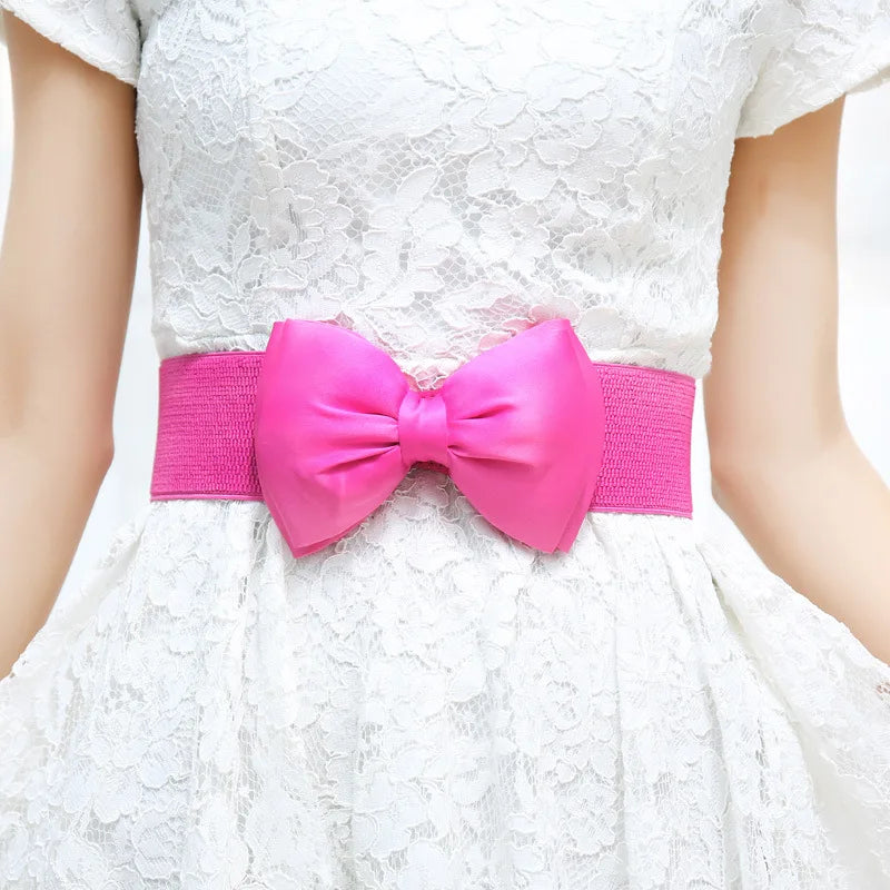 Women's Elastic Wide Bowknot Cummerbund Waist Belt Cummerbund Waist Belt Qst