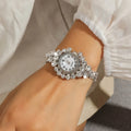 Rhinestone Quartz Watch | Elegant Arabic Numeral Dial – Silver Quartz Wristwatch Qme silver