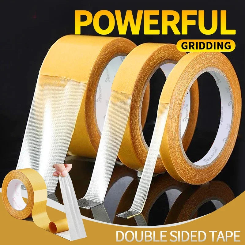 Double Sided Cloth Tape Strong Hold Yellow Mesh Grid Double Sided Tape Qme