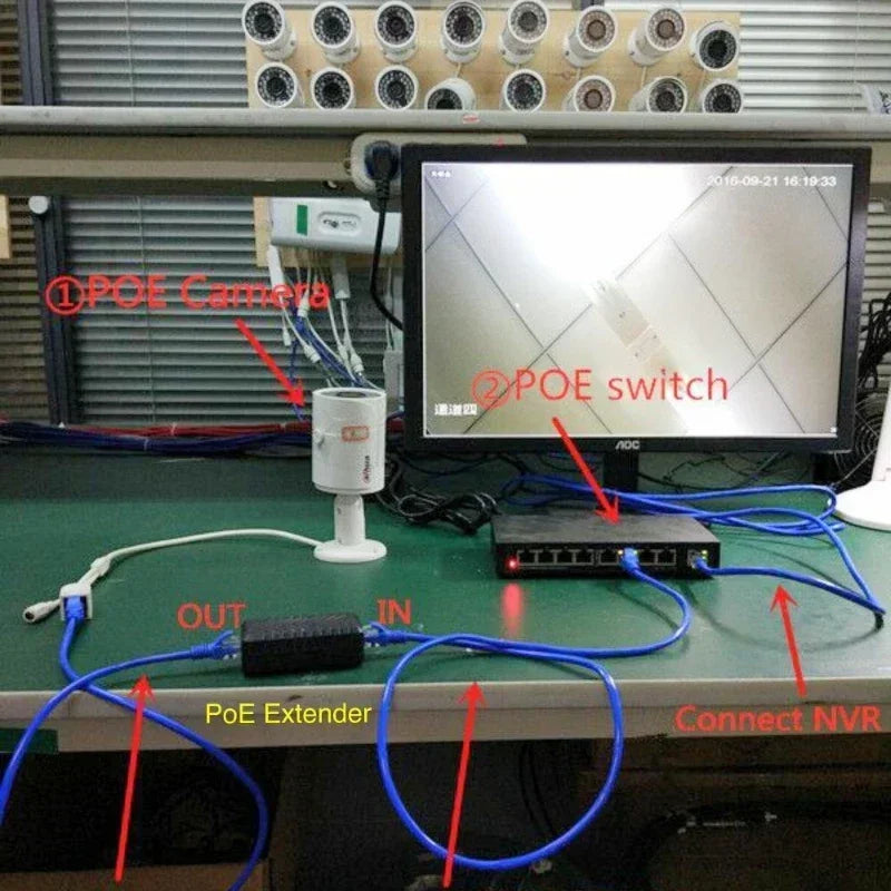 1-Port Passive PoE Extender Repeater for CCTV IP Cameras PoE Ethernet Extender Qme Default Title