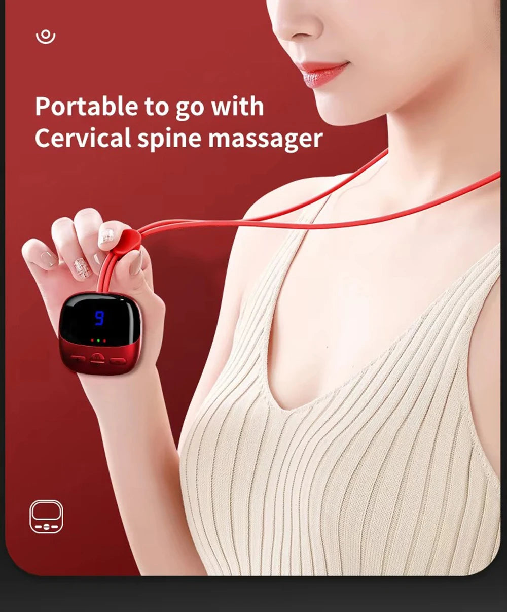 TENS EMS Portable Neck Massager with Heat | 4 Modes 15 Levels Electric Neck Massager Qst