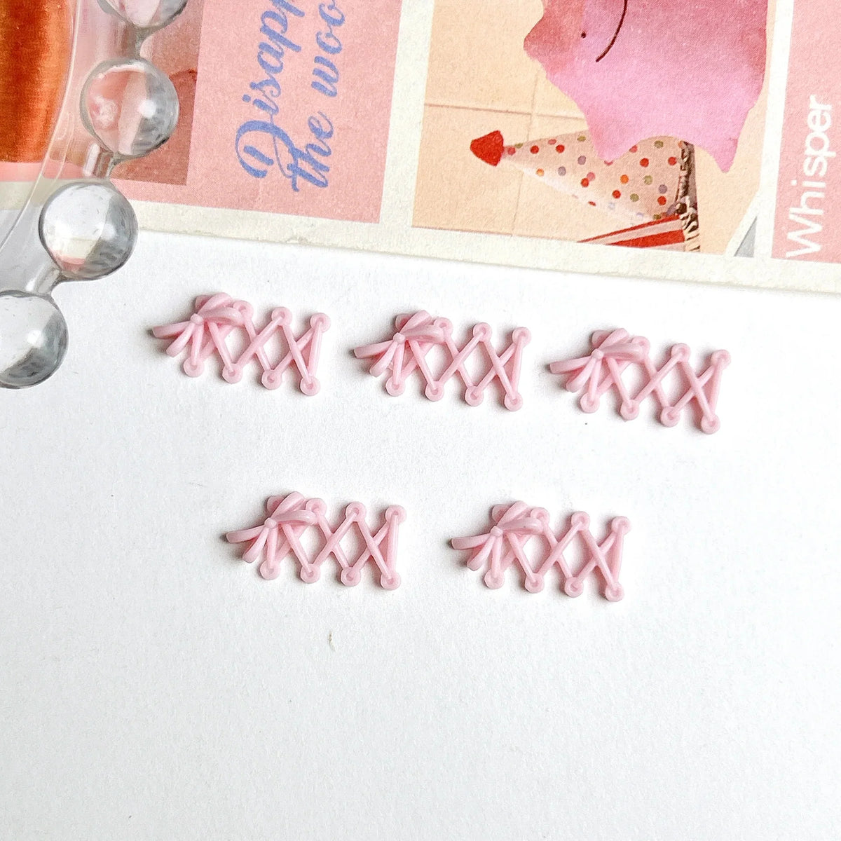 3D Macaron Bow Resin Nail Charms | DIY Nail Art Decorations Nail Art Charms Qme Pink 30PCS