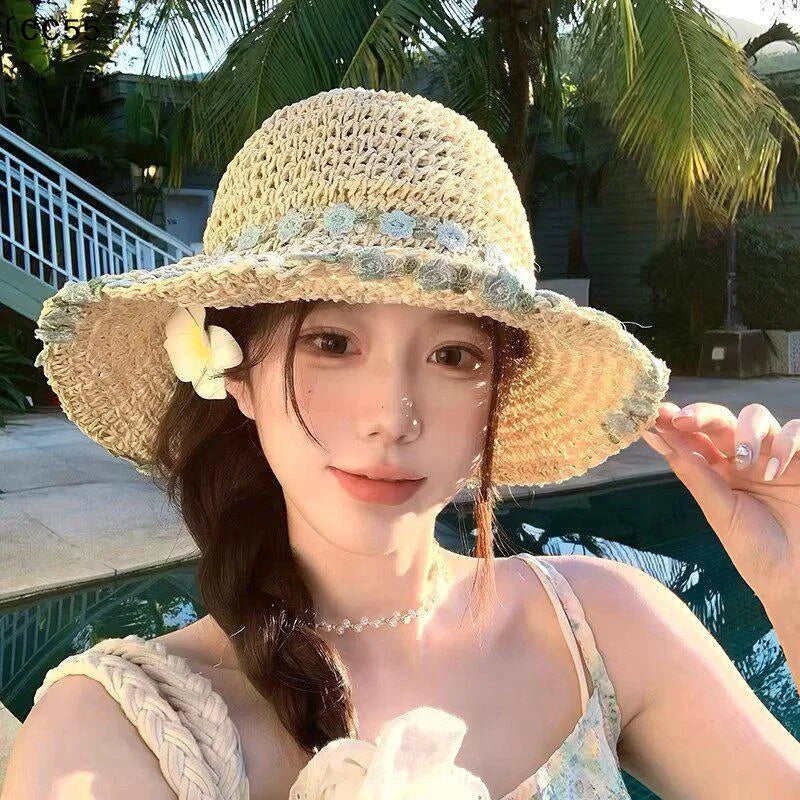 Women's Foldable Crochet Sun Hat – Hollow Straw Beach Hat Crochet Sun Hat Qst