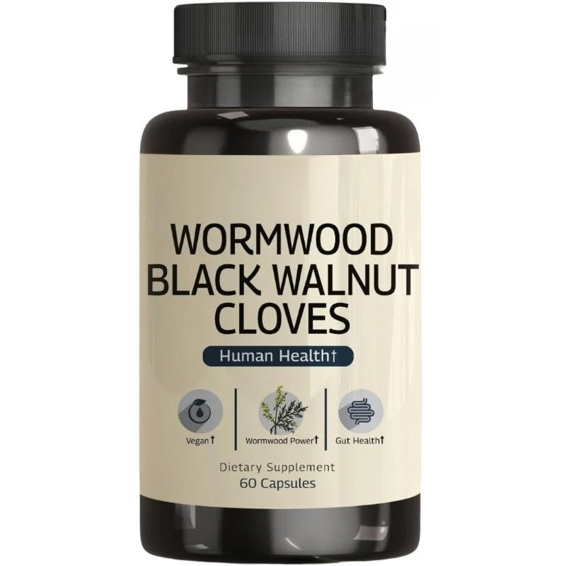 Wormwood Black Walnut Clove Capsules – 3-in-1 Herbal, 60ct Herbal Supplement Qst 1 bottle