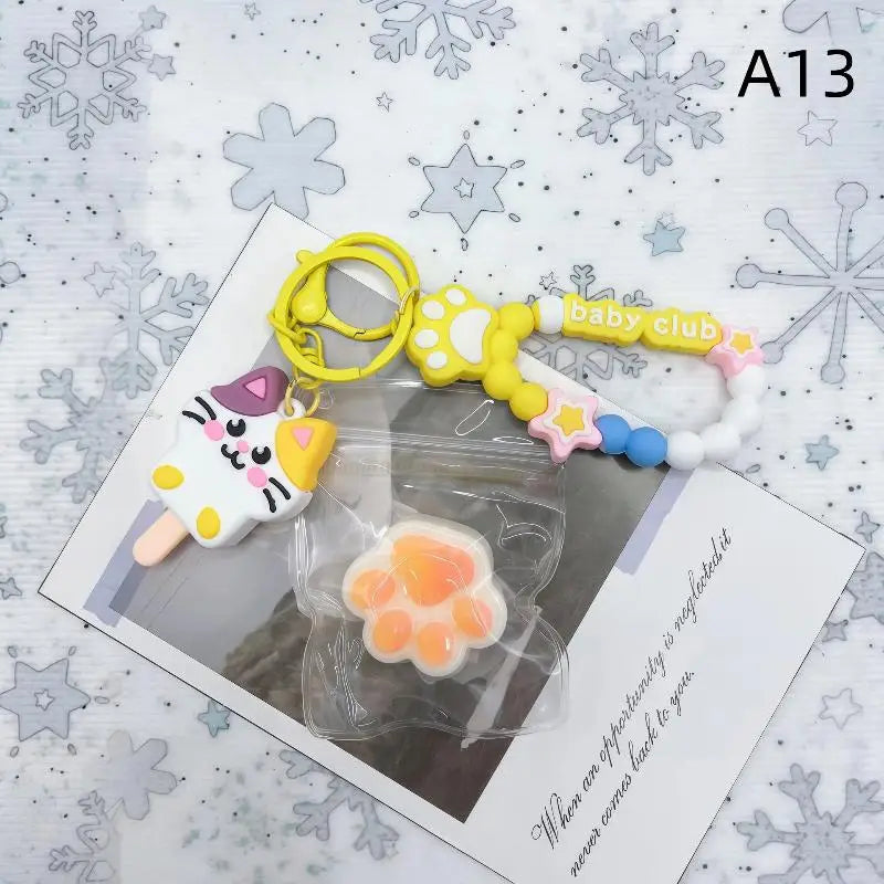 Cat Claw Squeeze Toy Mini Keychain – Transparent PVC, 15 Colors Novelty Keychain Toy Qme A13