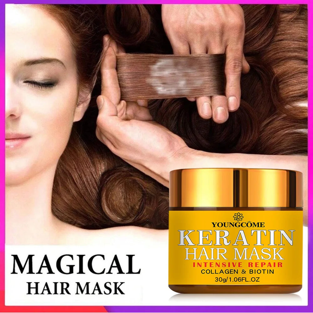YOUNGCOME Keratin Hair Mask – Biotin & Collagen Treatment Keratin Hair Mask Qst