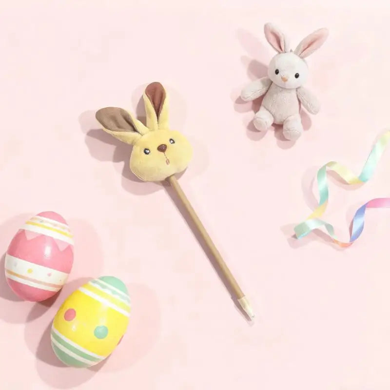 Kawaii Rabbit Plush Ballpoint Pen | Cute Easter Bunny Writing Pen Novelty Ballpoint Pen Qme