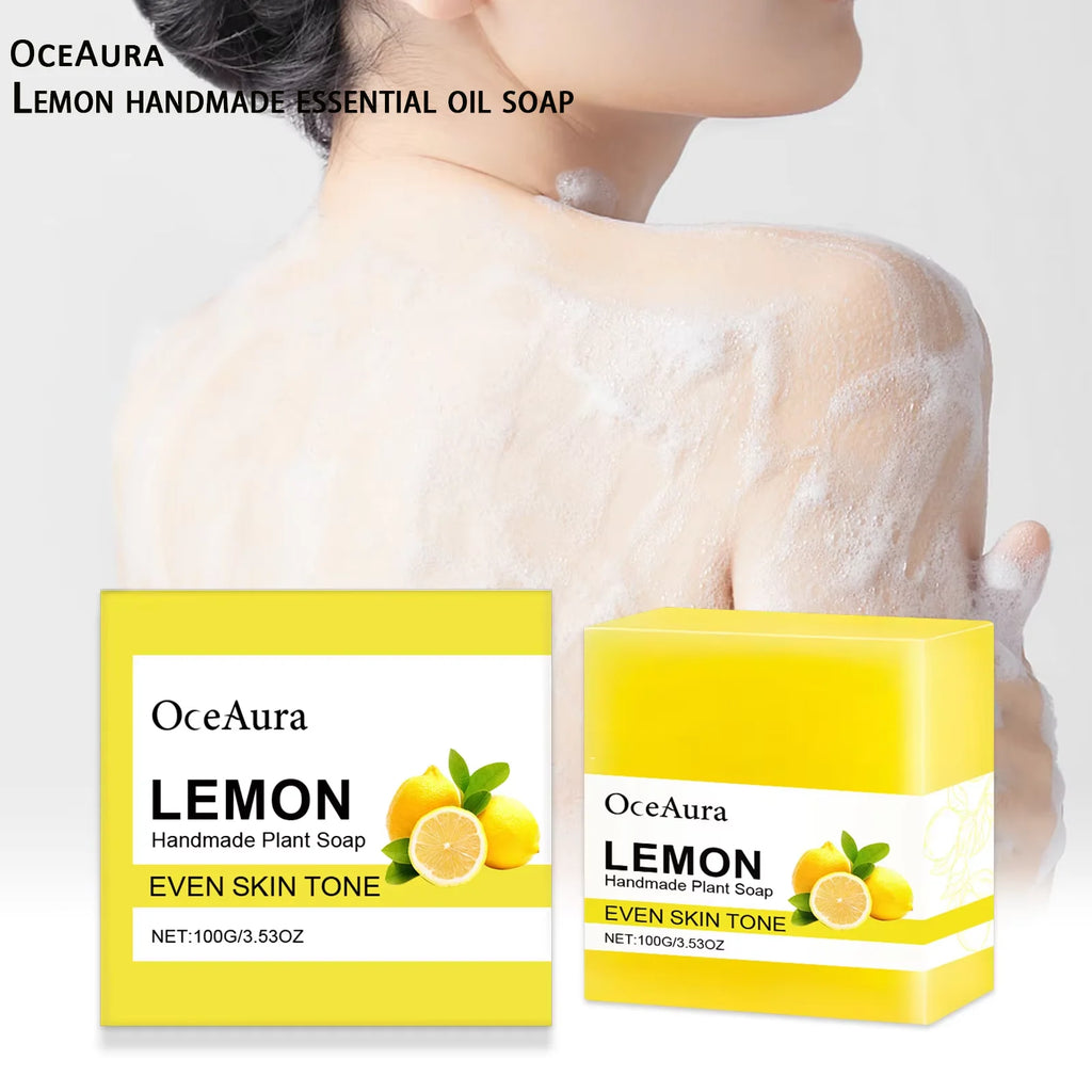 OCEAURA Lemon Essential Oil Handmade Soap Bar 3.35 oz Handmade Soap Bar Qst