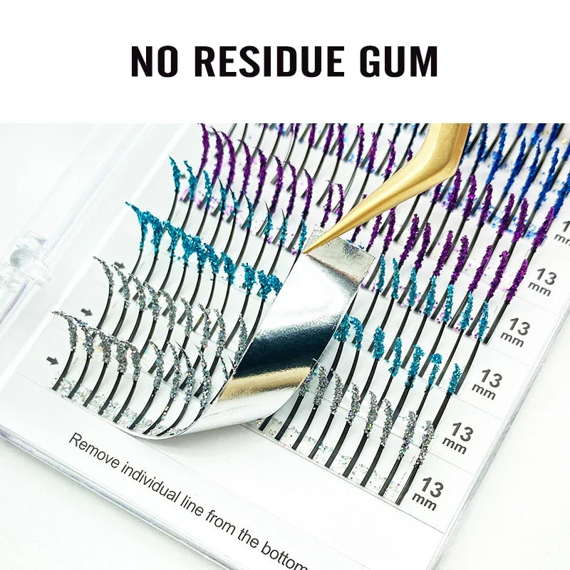 NATUHANA Glitter Colorful False Eyelash Extensions DIY Mix False Eyelashes Qme