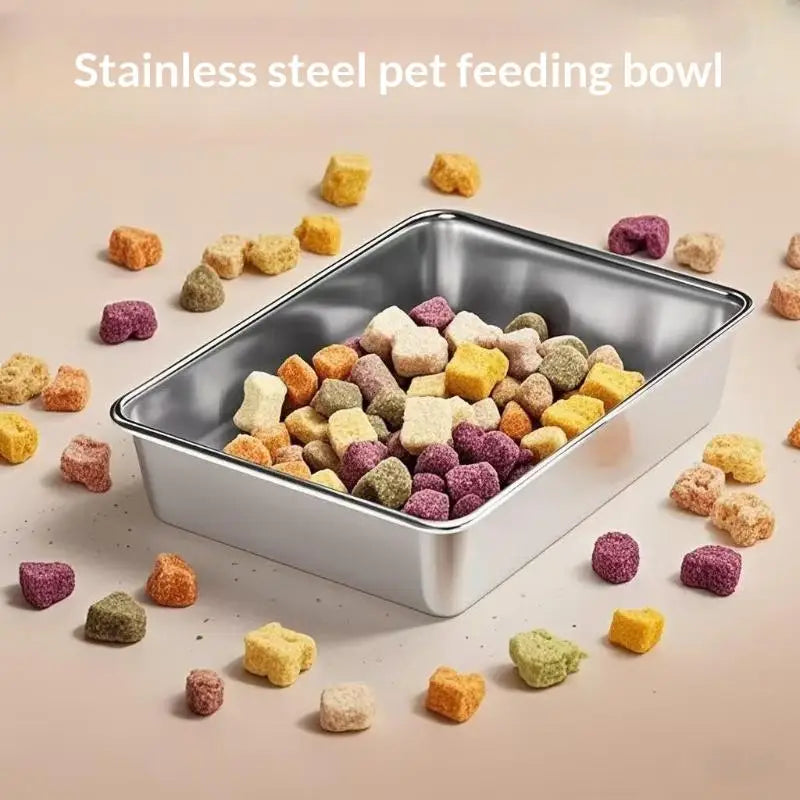 Stainless Steel Tilted Pet Bowl for Cats & Puppies – Large Pet Feeding Bowl Qme