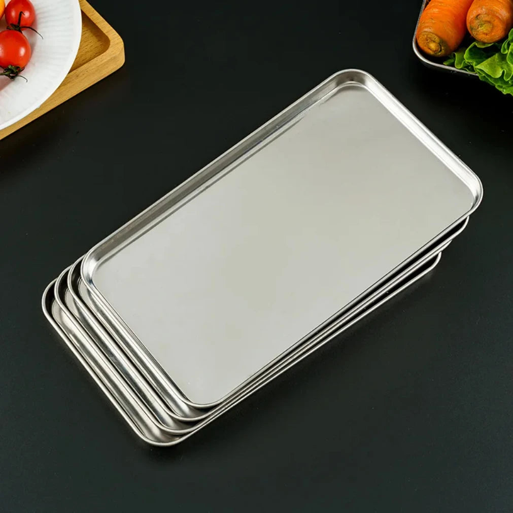 Rectangle Stainless Steel Serving Tray – Buffet & Food Storage Food Serving Tray Qst