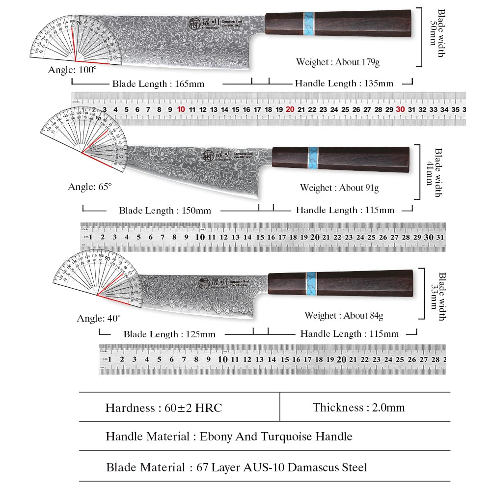 SHENGSHARP 67-Layer Damascus Steel Chef Knife | Japanese Style Damascus Chef Knife Qst