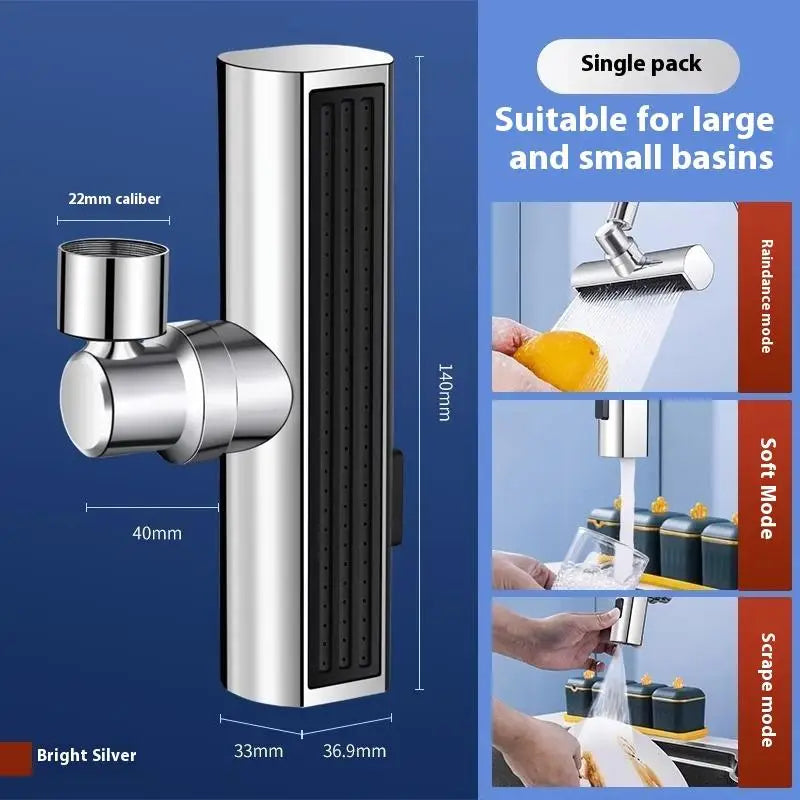 360° Swivel Kitchen Faucet Extender – 4-Mode Waterfall Spray Kitchen Faucet Extender Qst A2