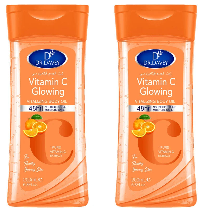 DR.DAVEY Vitamin C Body Oil 2×200ml – Moisturizing Skin Care Vitamin C Body Oil Qst