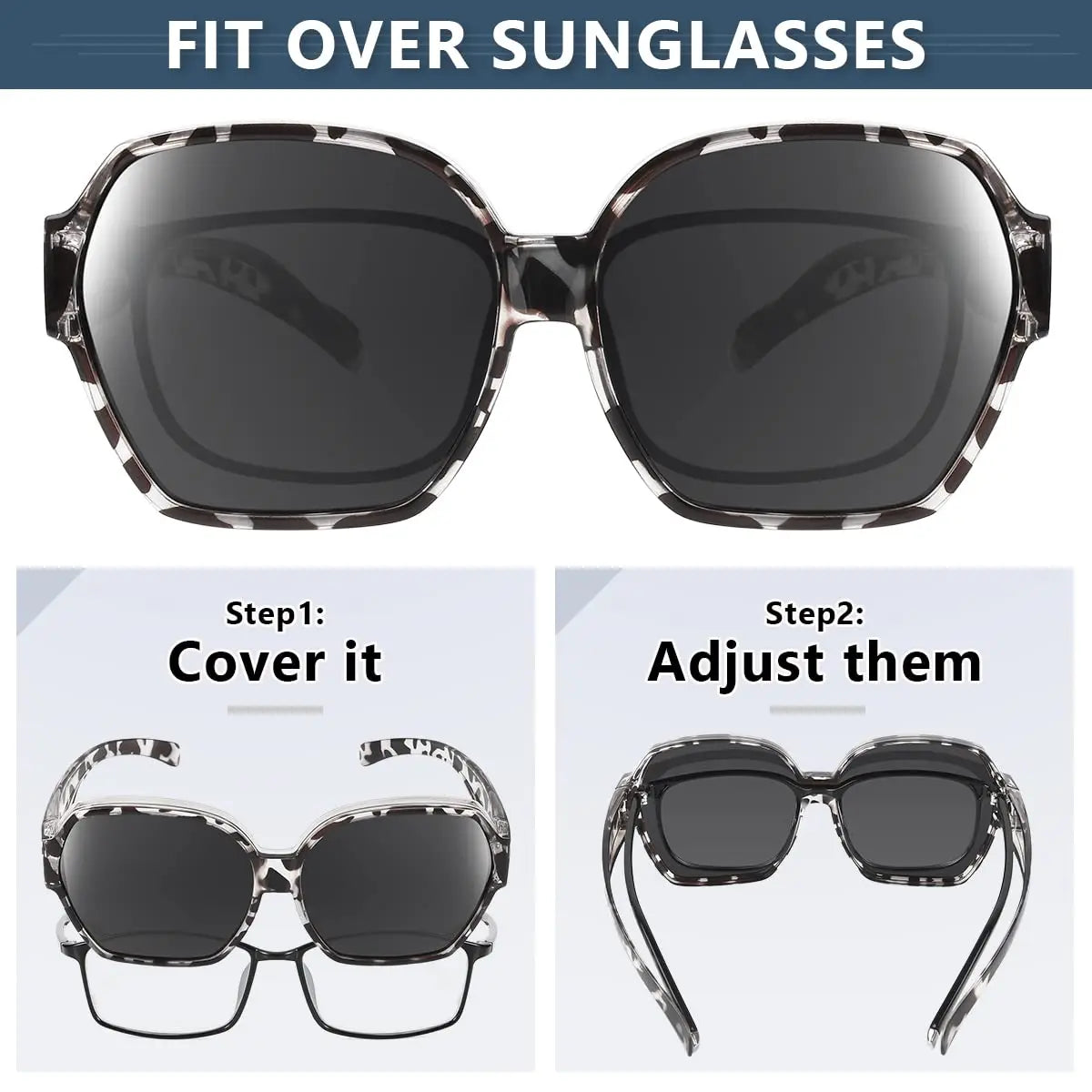 VOPHA T01 Oversized Fit-Over Sunglasses UV400 Unisex Fit-Over Sunglasses Qst