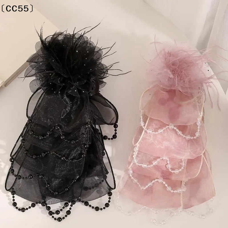 Feather Flower Bow Shark Hair Claw Clip – Women's Headwear Bow Shark Hair Clip Qst