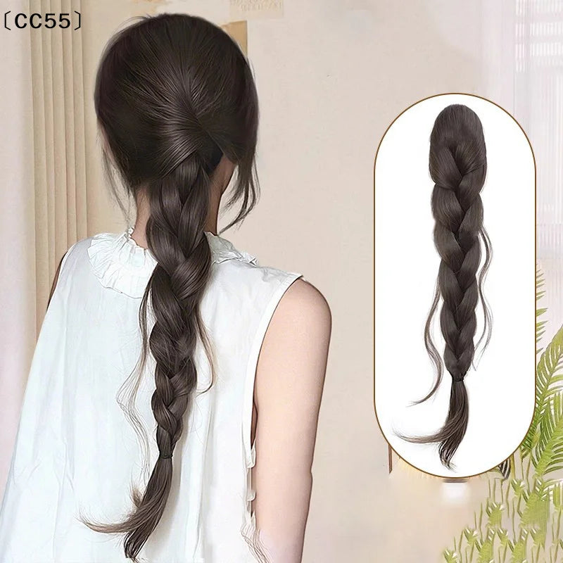 Long Curly Synthetic Ponytail Hairpiece – Claw Clip & Drawstring Synthetic Hair Extension Qst