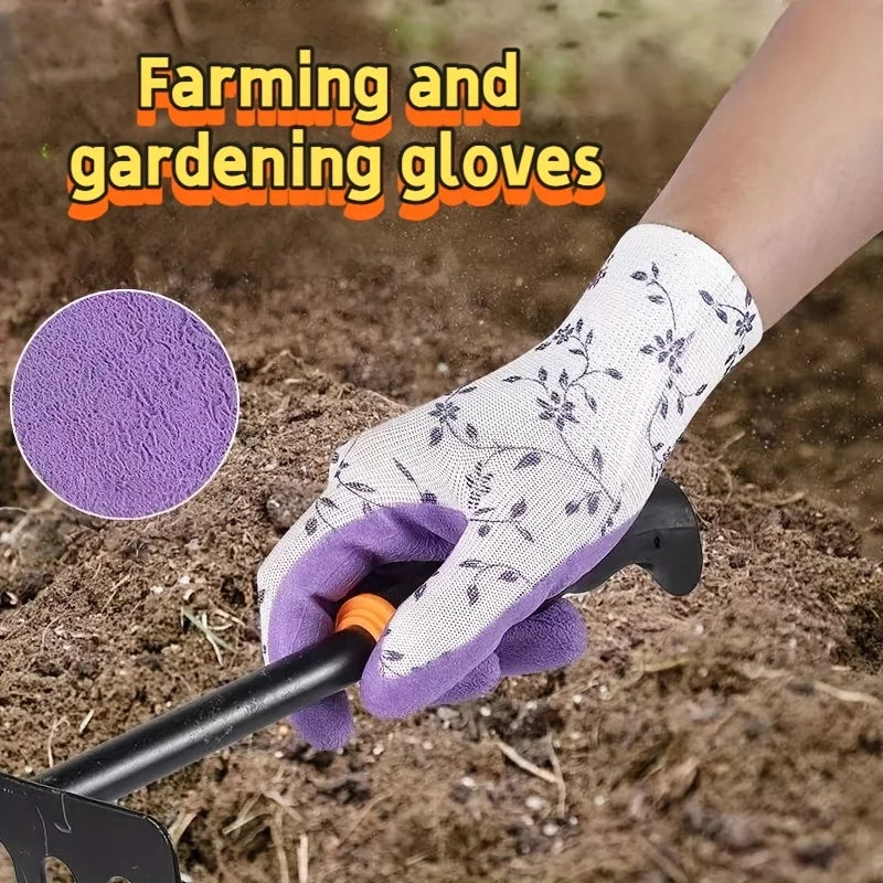 Women's Nylon Gardening Gloves – 2 Pairs for Planting & Weeding Gardening Gloves Qme