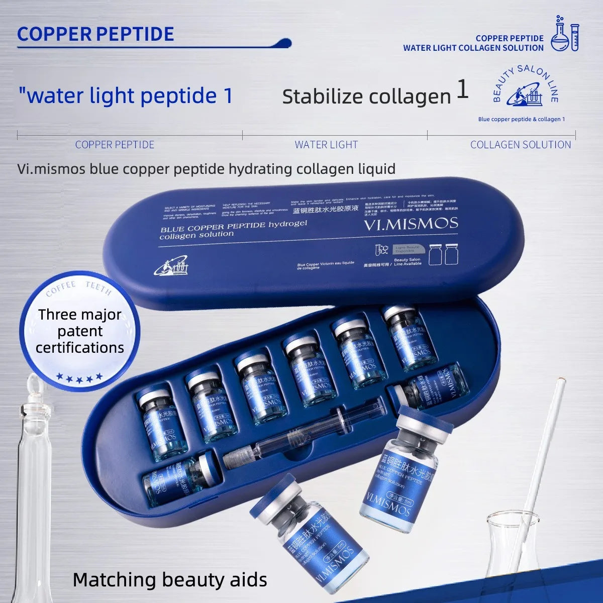 Blue Copper Peptide Facial Essence – Brightening & Firming Facial Serum Qst 1box