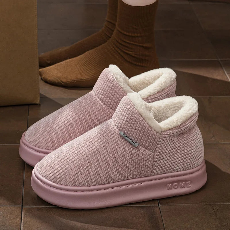 Women's Winter Fluffy Faux Fur Slip-On Indoor Slippers Faux Fur Slippers Qst Pink 36-37