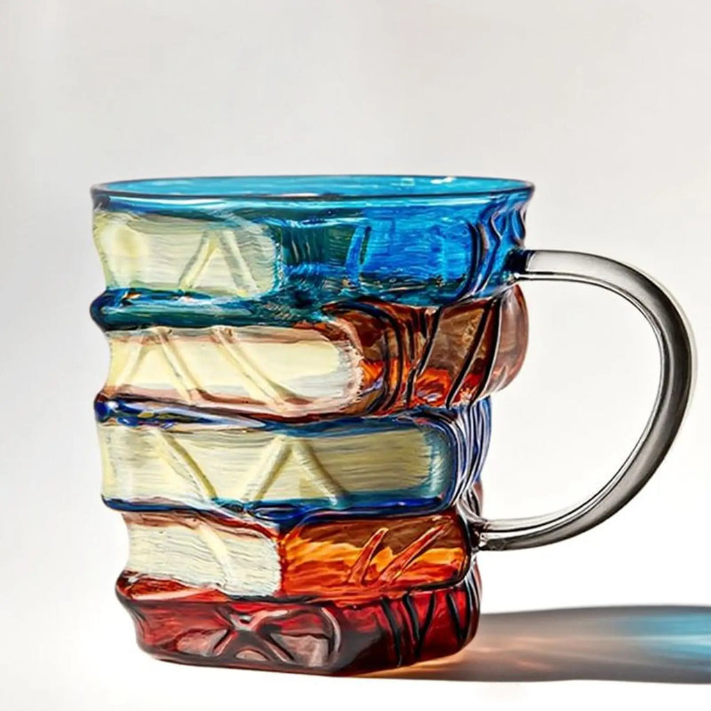 Painted Book Glass Mug – Vintage Funny Coffee Cup 350ml Novelty Glass Mug Qme