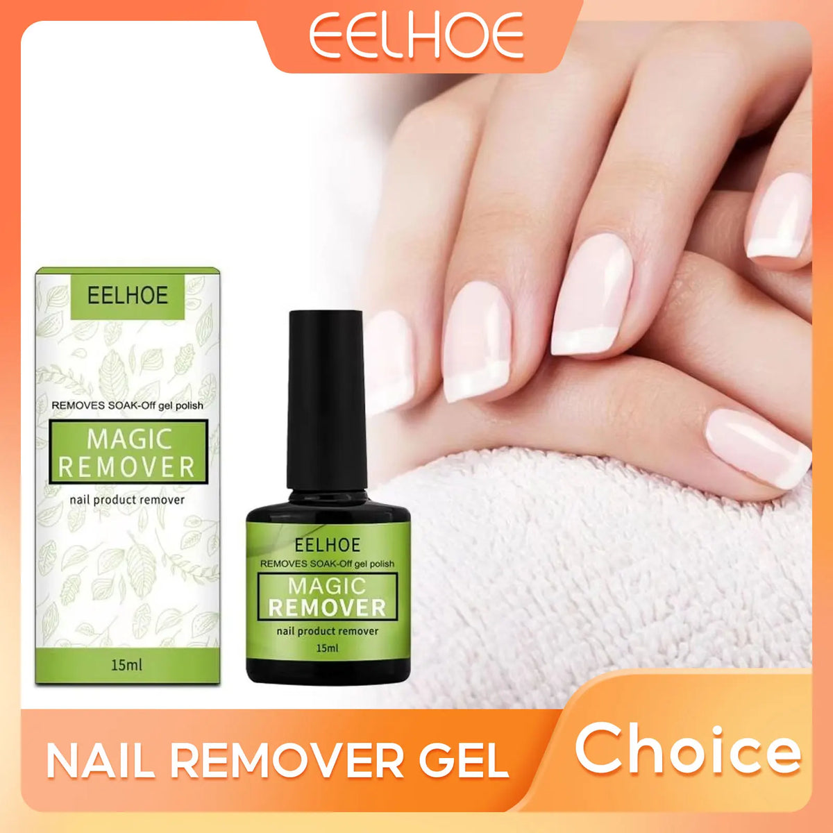 EELHOE Magic Nail Gel Remover – Fast Dissolve Polish & Glue Nail Gel Remover Qst