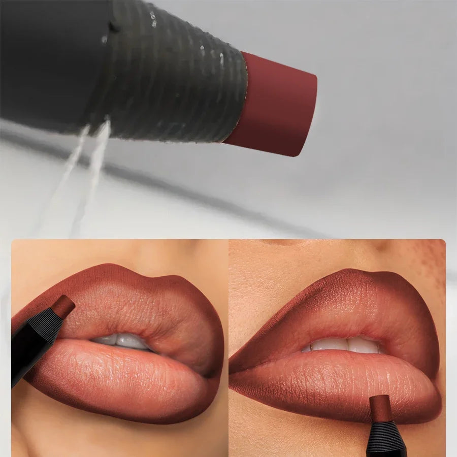 Waterproof Matte Lip Liner & Lipstick – 12 Shades, Long-Lasting Matte Lip Liner Qme