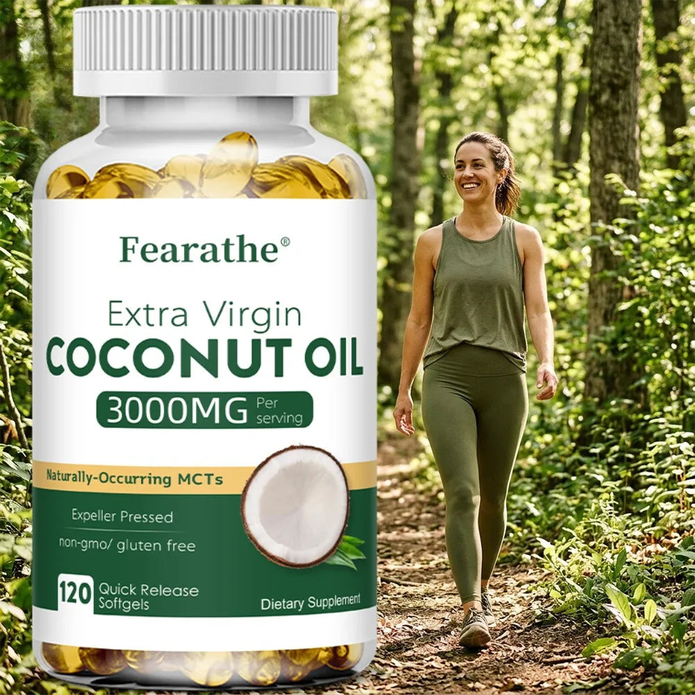Organic Coconut Oil Capsules 3000mg – Non-GMO Hair Skin Nails Coconut Oil Supplement Qst