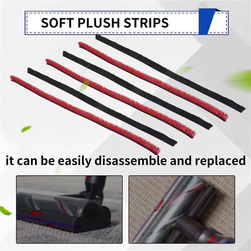 7-Pc Soft Plush Strip Kit for Dyson V7 V8 V10 V11 Roller Brush Vacuum Brush Parts Qst As Shown