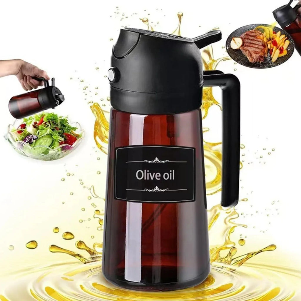 2-in-1 Light-Blocking Glass Oil Sprayer & Dispenser 470ml Oil Sprayer Dispenser Qme
